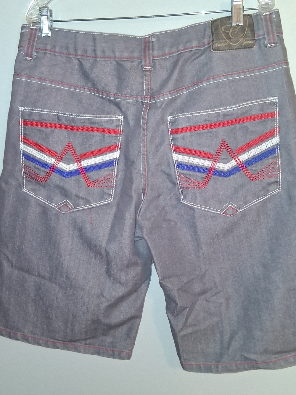 Vintage Y2k Men's Gray Skateboard Embroidered Pocket Shorts